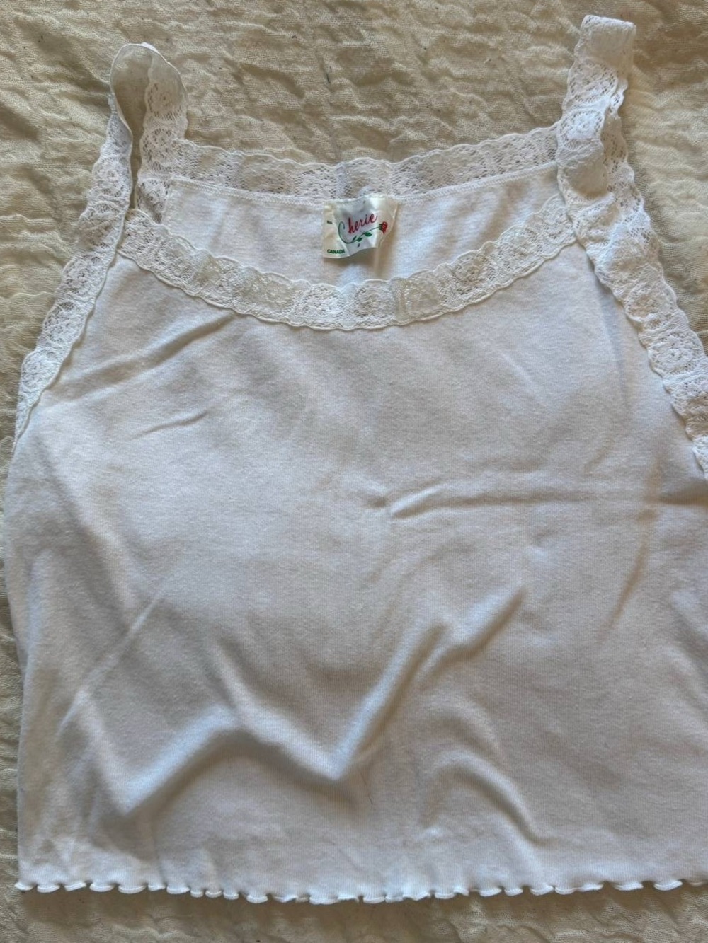 Vintage White Lace Trim Chemise